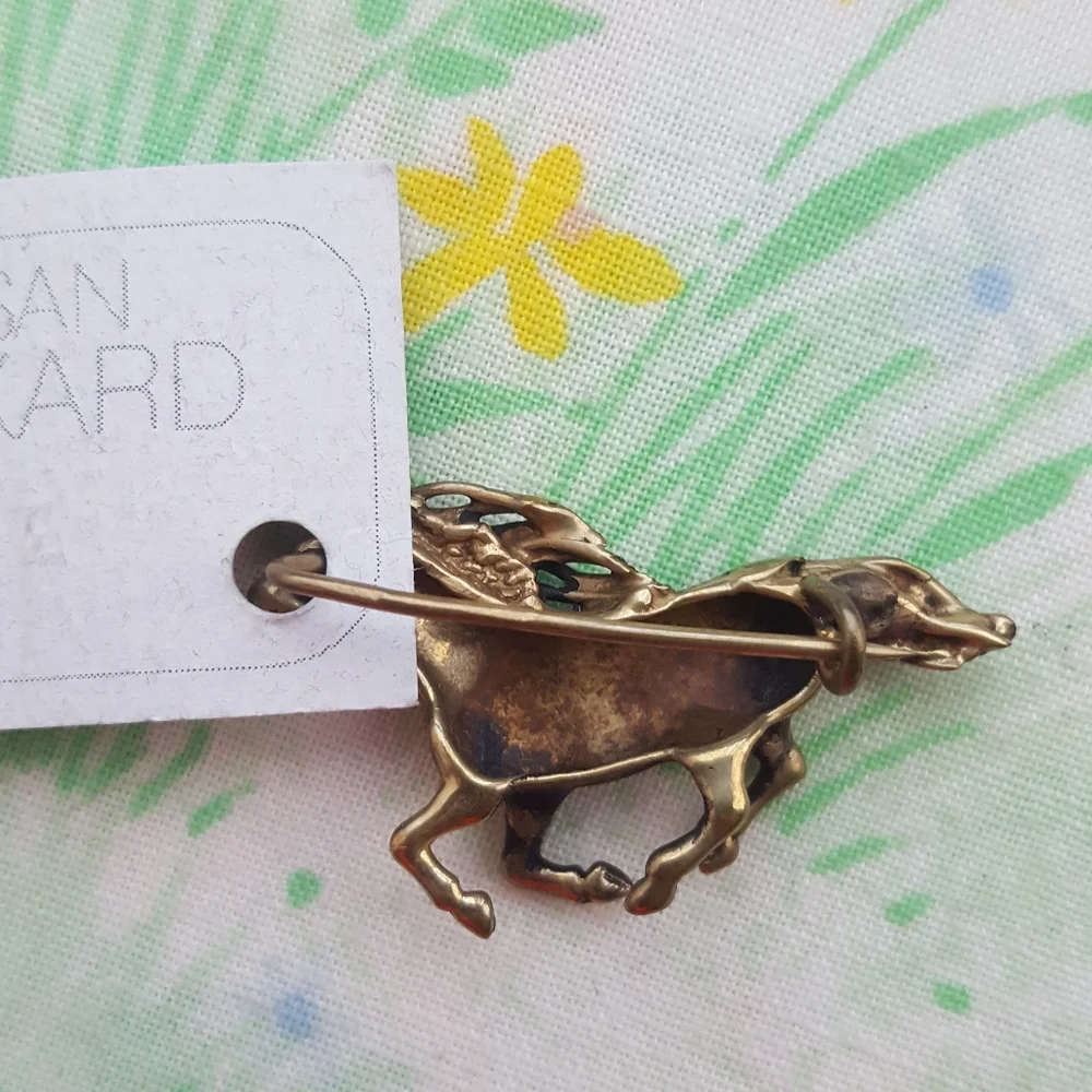 🌙Artisan Brass Horse Brooch Susan Packard